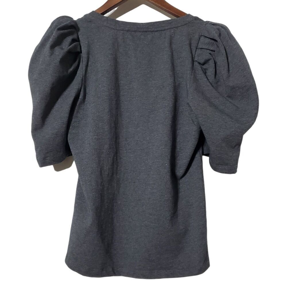 English Factory Pleated Puff Sleeve Top Blouse Size XS Gray Womens - Picture 5 of 9